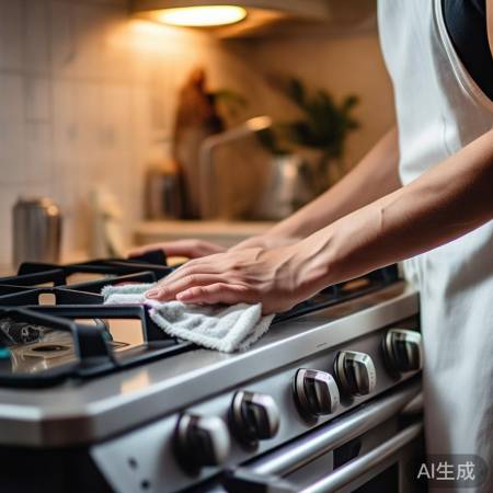 燃气灶清洁,温和擦拭去污。