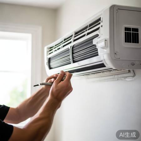 装回室内机，对接连接线，拧紧螺