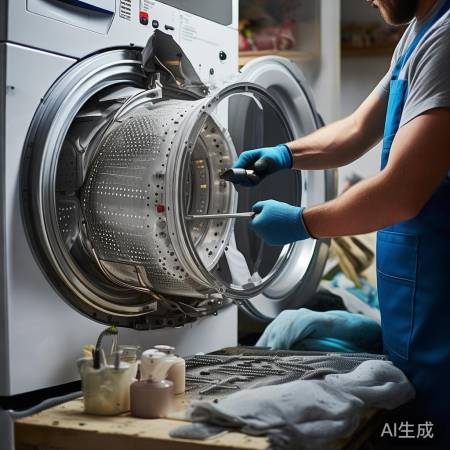 拆卸洗衣桶,耐心拧螺丝。