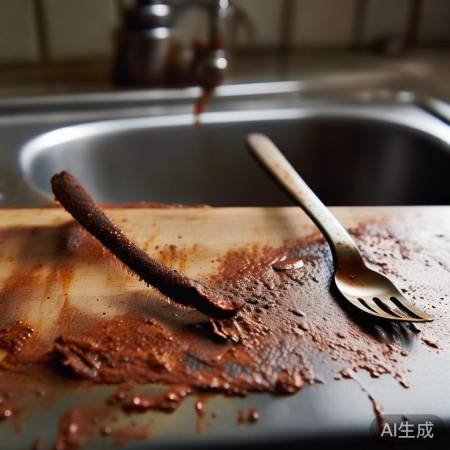 餐具生锈，影响使用寿命。