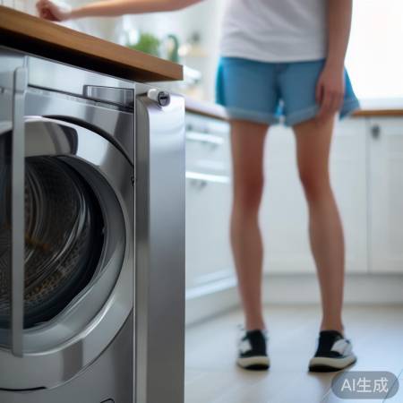 “掀开洗衣机面板,注意断电安全