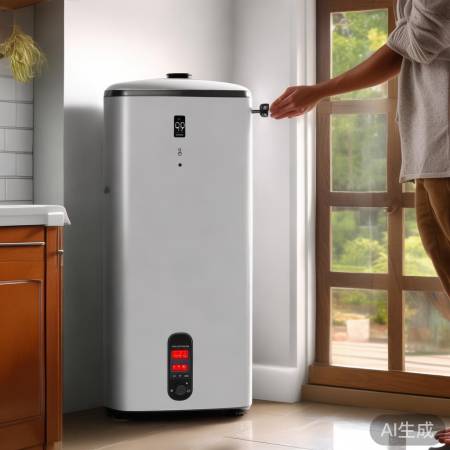 开启热水器,注意安全锁。