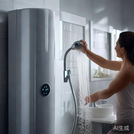 热水已备,节能开启,享受沐浴。