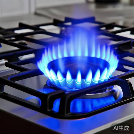 燃气灶深蓝火,高效易洁。