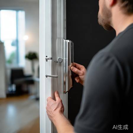 安装智慧太太指纹锁,垂直度水平