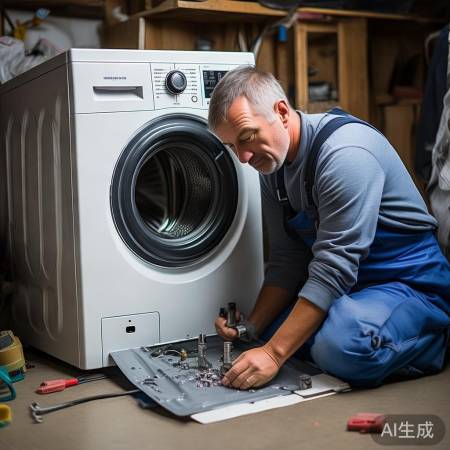 翻转洗衣机,卸底部件螺丝。