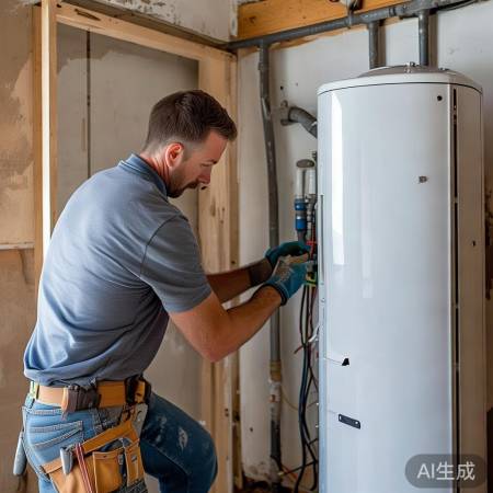 装修水电后，墙面涂前装热水器。