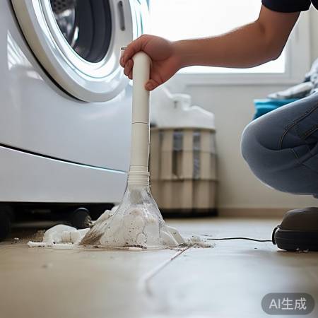 检查洗衣机排水管,清除堵塞杂物