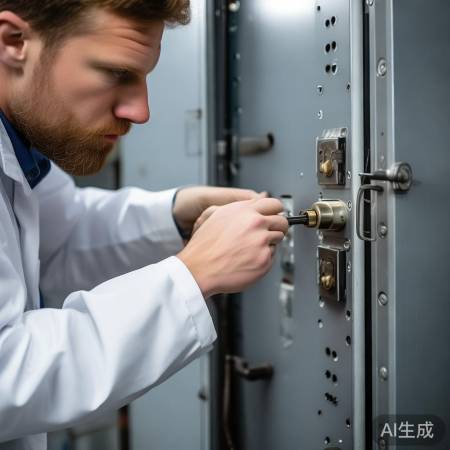 锁体安装:孔位对准,螺丝拧紧,