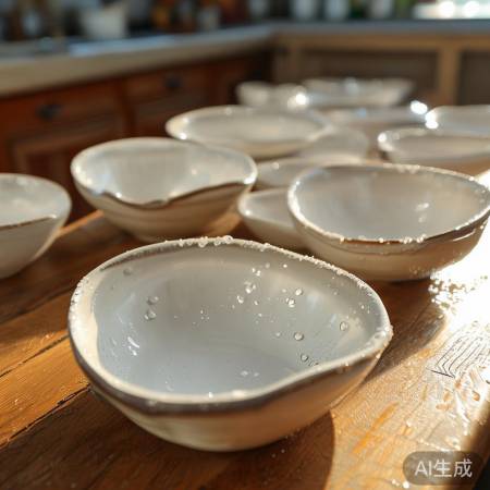 碗底朝上放，干净整齐。