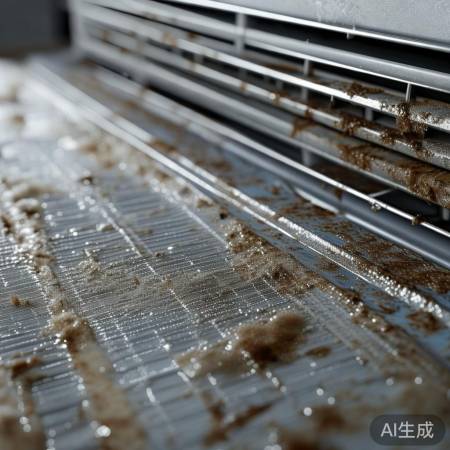 空调滤网不洗，影响制冷滴水。